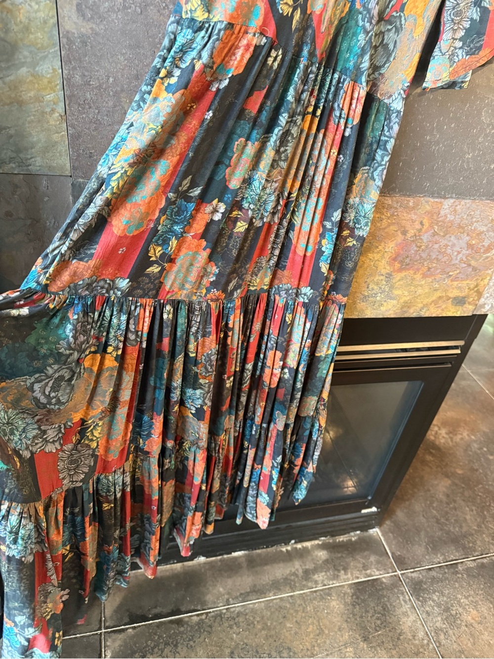 Soft Surroundings,M, patchwork floral flare tiered maxi dress. Swingy, comfy EUC - Picture 11 of 12